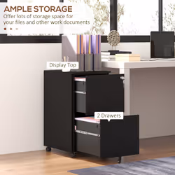 Vinsetto Steel File Cabinet with Hanging Bar for Letter A4 Legal Size Black