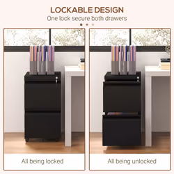 Vinsetto Steel File Cabinet with Lock Hanging Bar for Letter A4 Legal, Black - Additional view 4