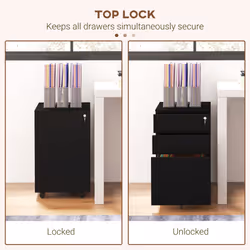 Vinsetto File Cabinet with Lock Hanging Bar for Letter A4 Legal Size Black