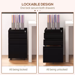 Vinsetto Filing Cabinet with Lock and Hanging Bar for Letter A4 Legal, Black - Additional view 4
