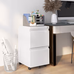 Vinsetto Steel File Cabinet with Lock Hanging Bar for Letter A4 Legal, White