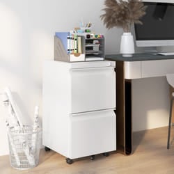 Vinsetto Steel File Cabinet with Lock Hanging Bar for Letter A4 Legal, White