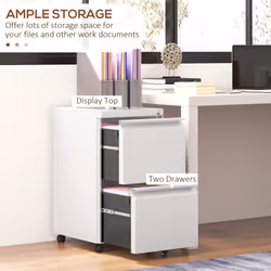 Vinsetto Steel File Cabinet with Lock Hanging Bar for Letter A4 Legal, White