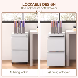 Vinsetto Steel File Cabinet with Lock Hanging Bar for Letter A4 Legal, White - Additional view 4