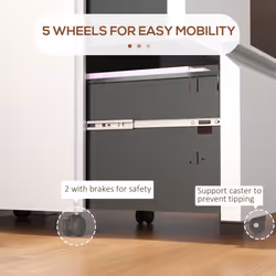 Vinsetto Steel File Cabinet with Lock Hanging Bar for Letter A4 Legal, White - Additional view 5