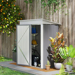 Outsunny Steel Garden Shed, Small Lean-to Shed for Bike, 5x3 ft, Grey