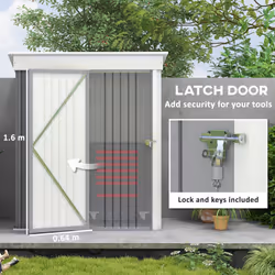 Outsunny Steel Garden Shed, Small Lean-to Shed for Bike, 5x3 ft, Grey - Additional view 5