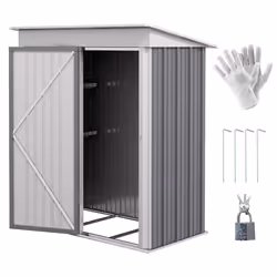 Outsunny Steel Garden Shed, Small Lean-to Shed for Bike, 5x3 ft, Grey - Additional view 8