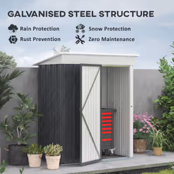 Outsunny Steel Garden Shed, Small Lean-to Shed for Bike, 5x3 ft, Dark Grey
