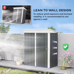 Outsunny Steel Garden Shed, Small Lean-to Shed for Bike, 5x3 ft, Dark Grey - Additional view 4
