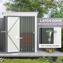 Outsunny Steel Garden Shed, Small Lean-to Shed for Bike, 5x3 ft, Dark Grey - Additional view 5