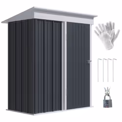 Outsunny Steel Garden Shed, Small Lean-to Shed for Bike, 5x3 ft, Dark Grey - Additional view 8