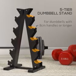 SPORTNOW Five-Tier Weight Tree, Steel Dumbbell Rack for Home Gym Exercise