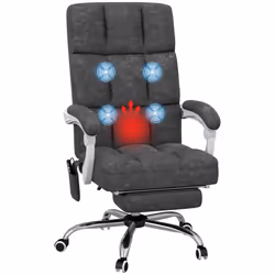 Vinsetto Massage Office Chair w/ Heat, Ergonomic Desk Chair w/ Footrest, Grey
