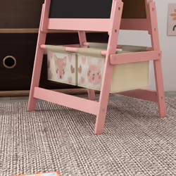 AIYAPLAY Kids Easel with Paper Roll, Blackboard, Whiteboard, Storage, Pink - Additional view 7