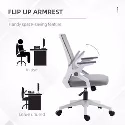 Vinsetto Mesh Office Chair for Home with Lumbar Support, Flip-up Arm, Wheels - Additional view 5