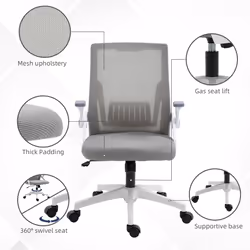 Vinsetto Mesh Office Chair for Home with Lumbar Support, Flip-up Arm, Wheels - Additional view 7