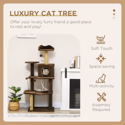 PawHut Cat Tree for Indoor Cats, Modern Cat Tower with Scratching Posts, House