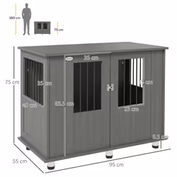 PawHut Dog Crate Kennel Cage for Medium Large Dog, Indoor End Table, Grey - Additional view 7