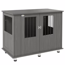 PawHut Dog Crate Kennel Cage for Medium Large Dog, Indoor End Table, Grey - Additional view 8