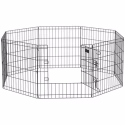 PawHut 24" Pet Dog Playpen, Puppy Cage, Eight-Panel Metal Fence, Run, Garden