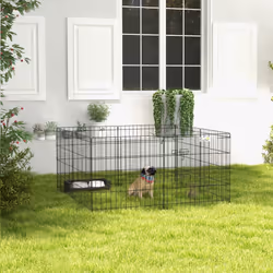 PawHut 24" Pet Dog Playpen, Puppy Cage, Eight-Panel Metal Fence, Run, Garden