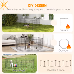PawHut 24" Pet Dog Playpen, Puppy Cage, Eight-Panel Metal Fence, Run, Garden