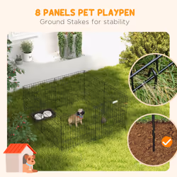 PawHut 24" Pet Dog Playpen, Puppy Cage, Eight-Panel Metal Fence, Run, Garden - Additional view 5