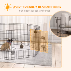 PawHut 24" Pet Dog Playpen, Puppy Cage, Eight-Panel Metal Fence, Run, Garden - Additional view 6
