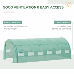 Outsunny 6 x 3 x 2 m Polytunnel Greenhouse Pollytunnel Tent Steel Frame Green - Additional view 4