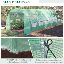 Outsunny 6 x 3 x 2 m Polytunnel Greenhouse Pollytunnel Tent Steel Frame Green - Additional view 5