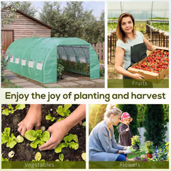 Outsunny 6 x 3 x 2 m Polytunnel Greenhouse Pollytunnel Tent Steel Frame Green - Additional view 6