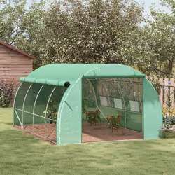 Outsunny 4 x 3 x 2 m Polytunnel Greenhouse Pollytunnel Tent Steel Frame Green