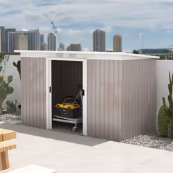Outsunny 9 x 4FT Metal Garden Storage Shed w/ 2 Door, Light Grey
