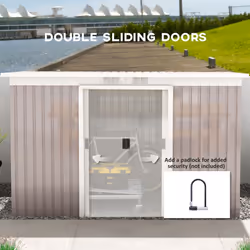 Outsunny 9 x 4FT Metal Garden Storage Shed w/ 2 Door, Light Grey - Additional view 5
