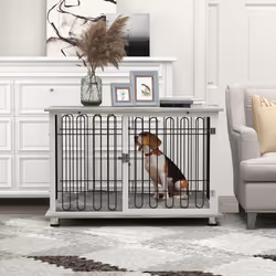 PawHut Dog Crate Furniture End Table w/ Soft Washable Cushion, Lockable Door - Additional view 8