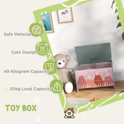 ZONEKIZ Toy Box, Kids Toy Chest with Lid, Safety Hinge - Green