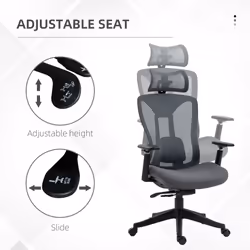 Vinsetto Mesh Office Chair for Home with Lumbar Support, Sliding Seat, 3D Arm
