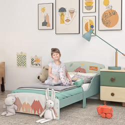 ZONEKIZ Toddler Bed Frame, Kids Bedroom Furniture for Ages 3-6 Years, Green