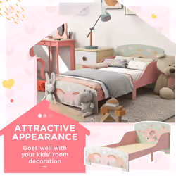 ZONEKIZ Toddler Bed Frame, Kids Bedroom Furniture for Ages 3-6 Years, Pink