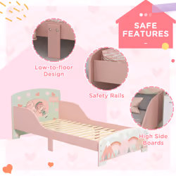 ZONEKIZ Toddler Bed Frame, Kids Bedroom Furniture for Ages 3-6 Years, Pink - Additional view 4