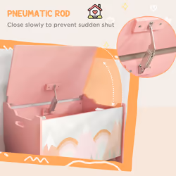 ZONEKIZ Toy Box, Kids Toy Chest with Lid, Safety Hinge - Pink - Additional view 4