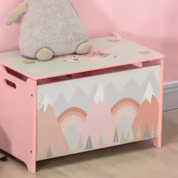 ZONEKIZ Toy Box, Kids Toy Chest with Lid, Safety Hinge - Pink - Additional view 7