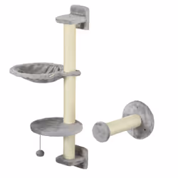 PawHut Cat Wall Furniture with Hammock, Perches, Ladder, Scratching Post, Grey - Additional view 6