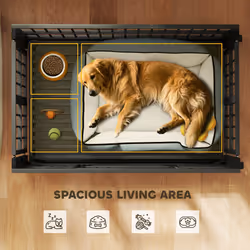 PawHut 43" Foldable Heavy Duty Dog Crate w/ Locks, Removable Tray, Wheels - Additional view 3