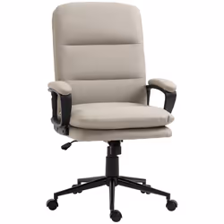 Vinsetto PU Leather Office Chair for Home with Arm, Adjustable Height, Grey