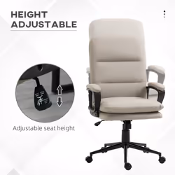 Vinsetto PU Leather Office Chair for Home with Arm, Adjustable Height, Grey