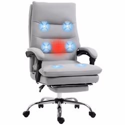 Vinsetto Microfibre Vibration Massage Office Chair with Heat, Footrest, Grey