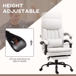 Vinsetto Microfibre Vibration Massage Office Chair with Heat, Pillow, White