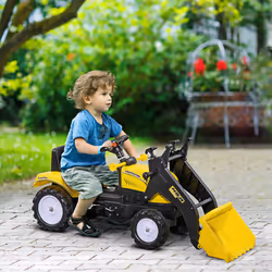 HOMCOM Pedal Go Kart Ride On Excavator W/ Front Loader Digger, Four Wheels Child